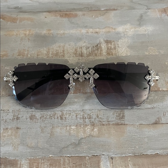 Accessories - Iced Triple Cross Sunglasses - Smoke Lens